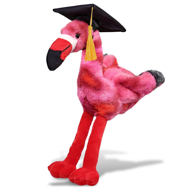 Pink Tie-dye Flamingo Graduation Plush with Cap Tassel 10 Inches Polyester