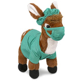 Standing Deer Large Doctor Plush Toy W/Scrub Uniform and Cap 12.5 Inches Brown Green Polyester