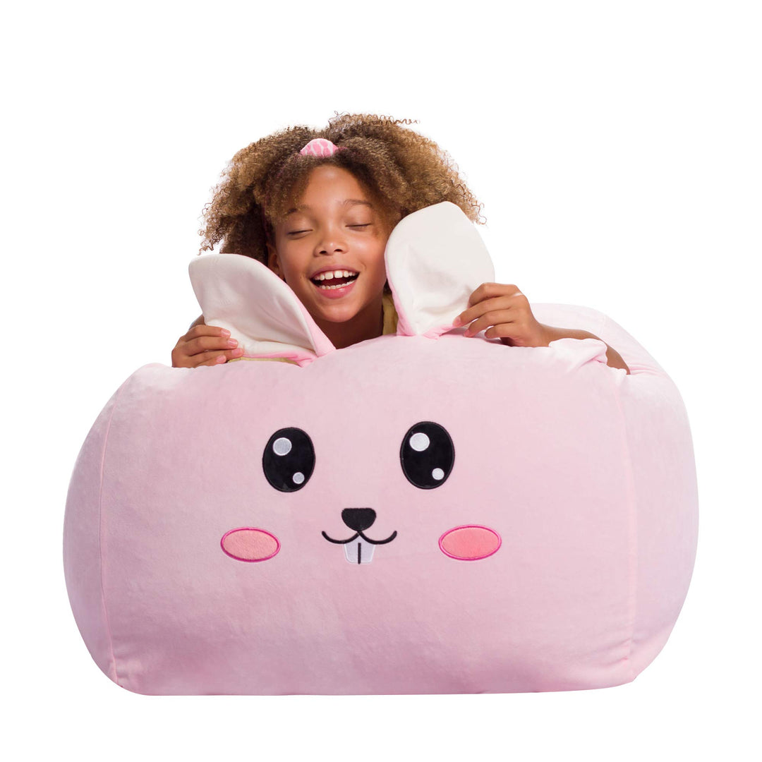 Stuffed Animal Storage Bean Bag Chair Cover only for Kids, Toy Holder