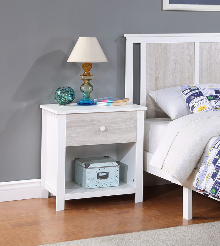 Olive & Opie Connelly Nightstand in White and Rockport Gray