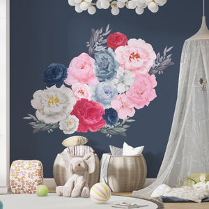 Oversized Flowers Blue and Pink Wall Stickers Decals Multi Color