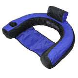 28" Inflatable Blue and Black Floating U-seat Swimming Pool Lounger Plastic