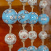 74" Long Porcelain Ball Garland in Baby Blue and Ivory Sakura 4" X