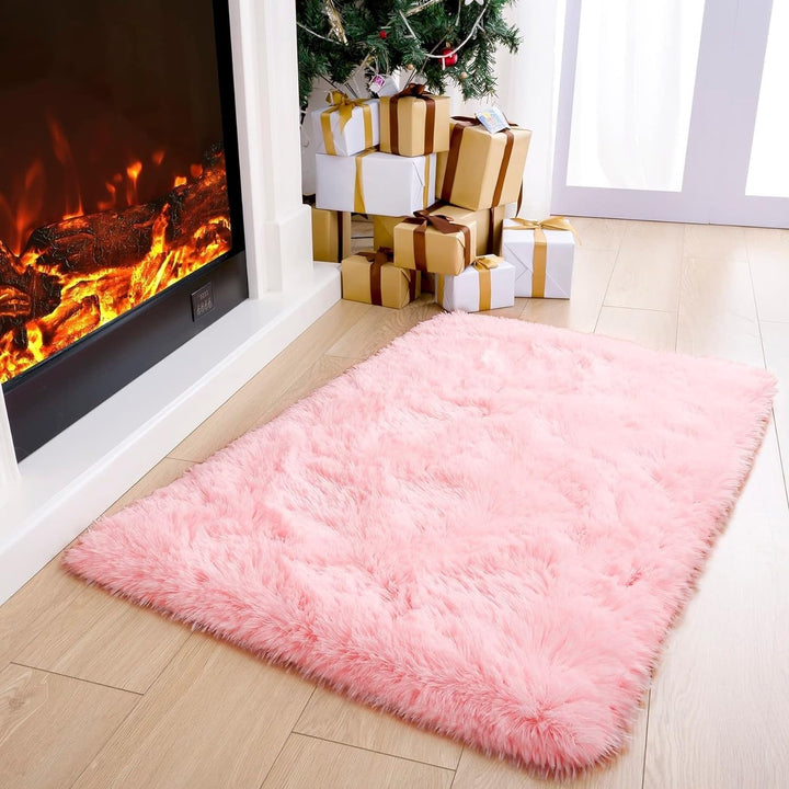 Fluffy Bedroom Rug Plush Fuzzy Rugs for Kids Room 2x3 Feet Pink 2 Ft X 3 Multi Color Novelty Casual Contains Latex Washable