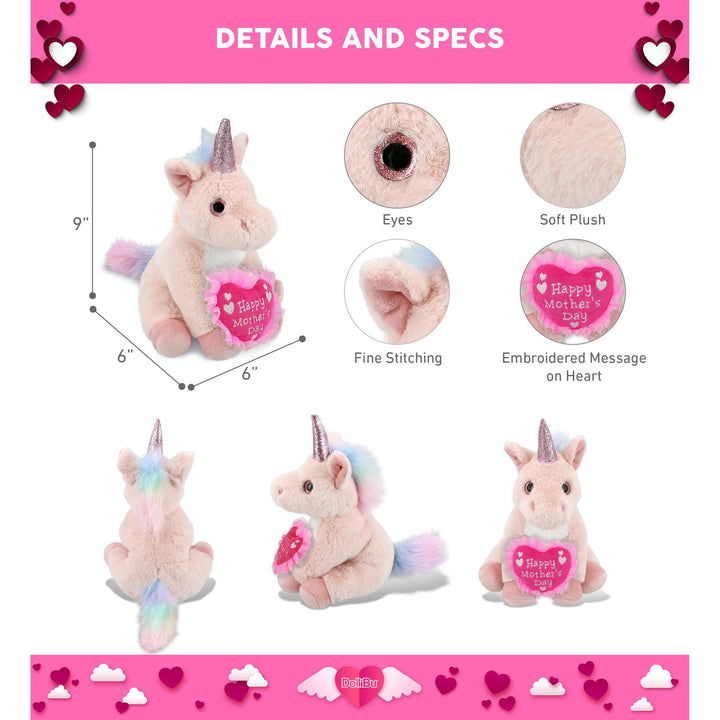 Plush Pink Unicorn with Heart 9 Inches