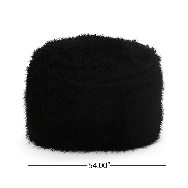 Rounded Fur Bean Bag with Softness and Comfort Black Modern