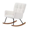 Rocking Chair Mid-Century Modern Nursery Armchair Upholstered Tall Back White Solid Mid-Century Metal