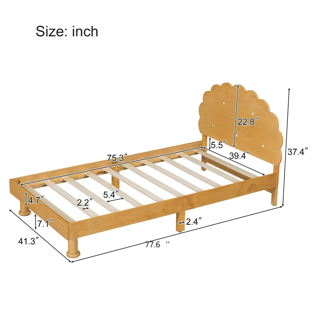 Twin Size Kids Cookie-Shaped Platform Bed Frame Brown Modern