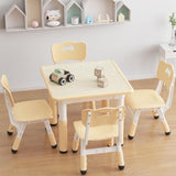 Toddler Table and 4 Chairs Set Natural Wood Almond