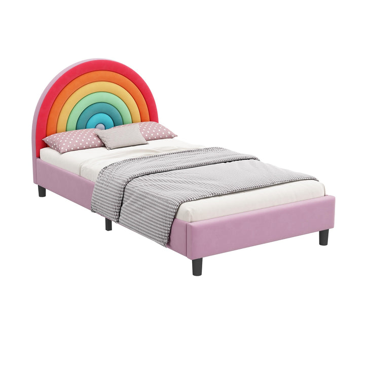 Twin Size Bed Kids Pink Mid-Century Modern Contemporary