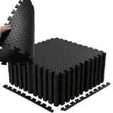 12 Pieces Black Interlocking Floor Tiles Eva Foam Mat 23.6" X