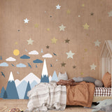 Blue Mountains with Stars Mirror Art Nursery Wall Stickers