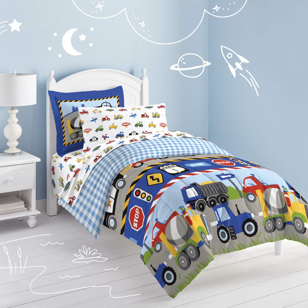 Multi Color Transportation Themed Comforter Set With Sheets Twin Cars