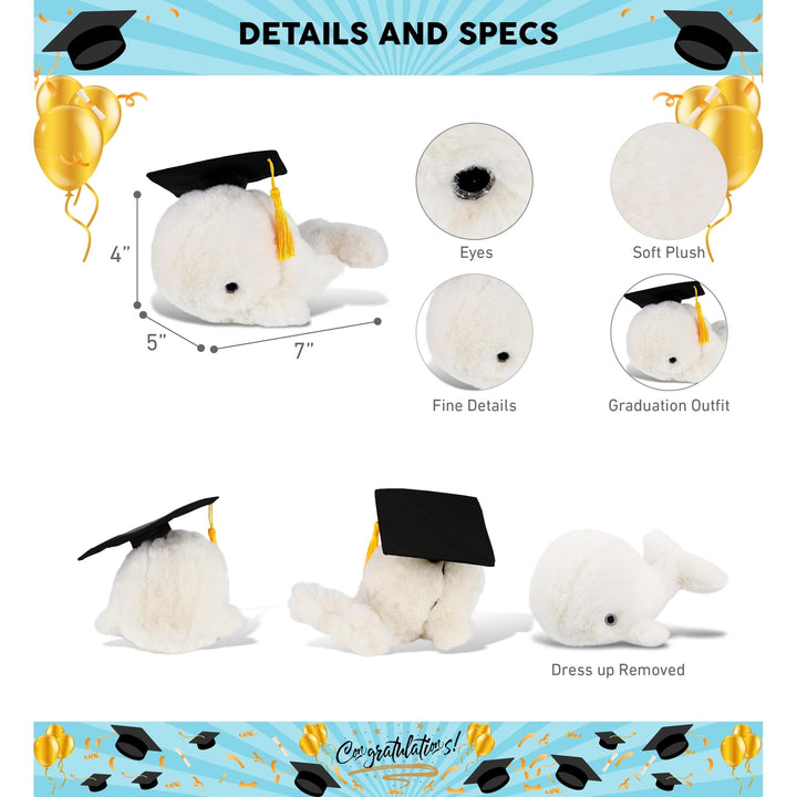 White Whale Small Graduation Plush with Cap Tassel Outfit 7 Inches