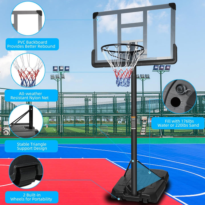 Portable Basketball Hoop Backboard System Stand Height Adjustable