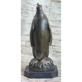 Penguin and Baby Chick Nestling Bronze Statue Sculpture Collectible