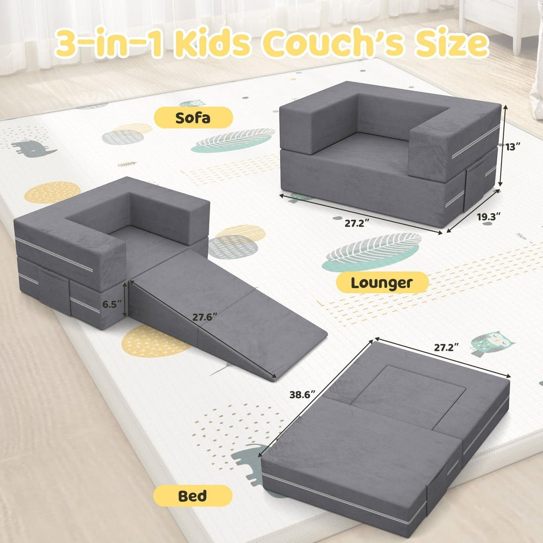 Toddler Couch with Blanket 3-in-1 Kids Couches and Sofas Fold Out