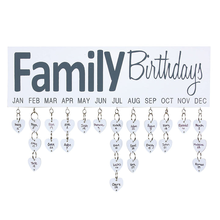 Family Birthday Calendar Reminder Organizer 15.7 X 4.8 0.5 White Traditional Metal