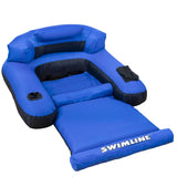 55" Inflatable Blue and Black Ultimate Floating Swimming Pool Chair Lounger Multi Color Plastic