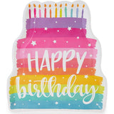 Birthday Cake Die-cut Paper Plates (15 X 13 In 24 Pack) Multi Color