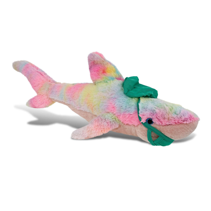 Large Rainbow Shark Doctor Plush with Scrub Uniform and Cap 23 Inches Multi Color Polyester