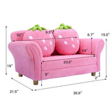 Kids Sofa Children Couch Armrest Chair with Strawberry Pillows Pink