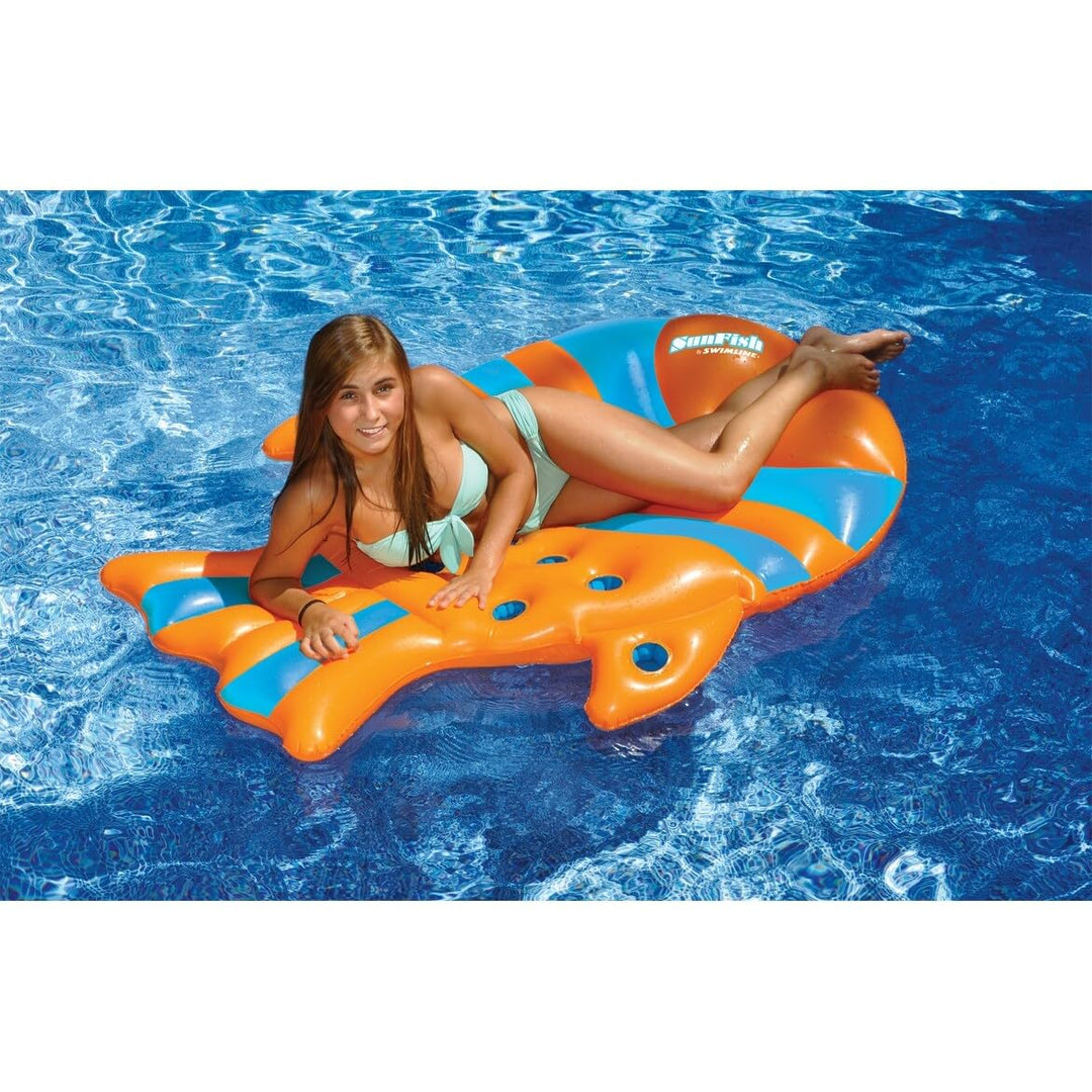 60.5" Inflatable Orange and Blue Sun Fish Swimming Pool Floating