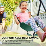 Heavy Duty Swing Set for Backyard with Saucer 2 Belt Swings Black