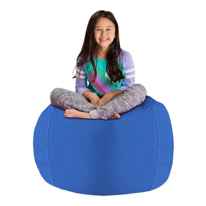 Posh Stuffable Kids Stuffed Animal Storage Bean Bag Chair Cover - Childrens Toy Organizer, Large 38" - Solid Royal Blue