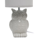 Simple Designs 12.8" Ceramic Owl Bedside Table Desk Lamp