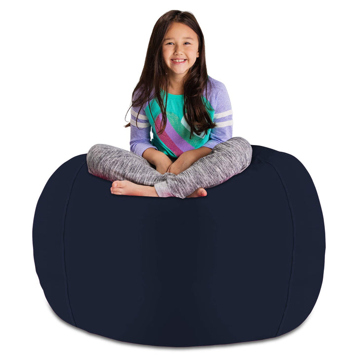 Posh Stuffable Kids Stuffed Animal Storage Bean Bag Chair Cover - Childrens Toy Organizer, X-Large 48" - Solid Navy Blue