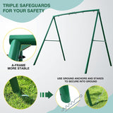 Extra Large Metal Swing Frame with 5 Hanging Hooks Green