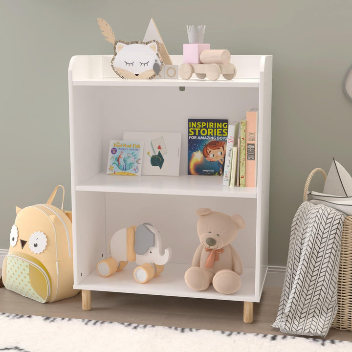 Wooden Kids 3-Tier Bookshelf/Display White Modern Contemporary MDF