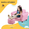 Kids Sofa Set with Footstool Upholstered Armchair for Pink Modern