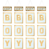 Gold Foil Hanging Sign for Boy Baby Shower (4 Pack) Blue Paper