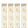 Gold Foil Hanging Sign for Boy Baby Shower (4 Pack) Blue Paper