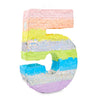 Large Number 5 Pinata For Girl's 5th Birthday Party Decorations Rainbow Pastel (21x14.7x4 In) Multi Color Children's Paper Matte