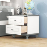 Wooden Nightstand with Two Drawers for Table Bedroom Grey Wood