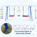 Outdoor 5 in 1 Playground Swing Sets with Stand for Kids Blue