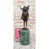 Child Girl Angel Fairy Winged Figure Bronze Sculpture On Green