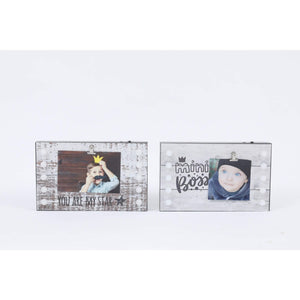 2pc Kids Mini-boss and Star Picture Frame with Led Lights Grey Farmhouse Rectangle Metal Plastic