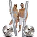 Silver Inflatable Beach Balls and Giant Pool Noodles 4 Pack74 X 6 Inches Plastic