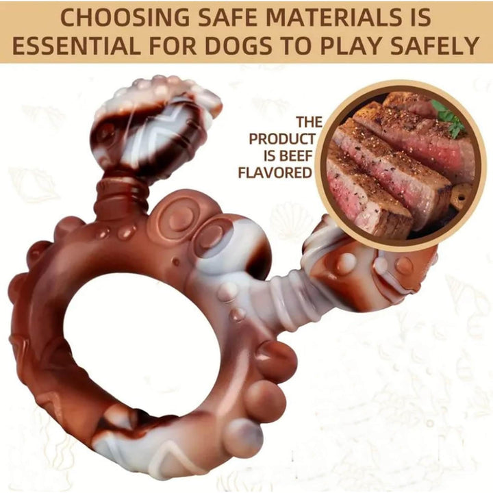 Durable Beef-Flavored Crab-Shaped Dog Chew Toy Brown