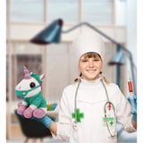 White Unicorn Sparkle Eyes Doctor Plush with Uniform and Cap 8