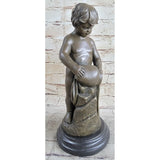 Child Pouring Water Bronze Statue Sculpture Figure 13 Inches X 6 Brown