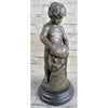 Child Pouring Water Bronze Statue Sculpture Figure 13 Inches X 6 Brown