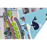 Grey City Roads Kids Fun Play Mat Educational Reversible Rug 1"x58"