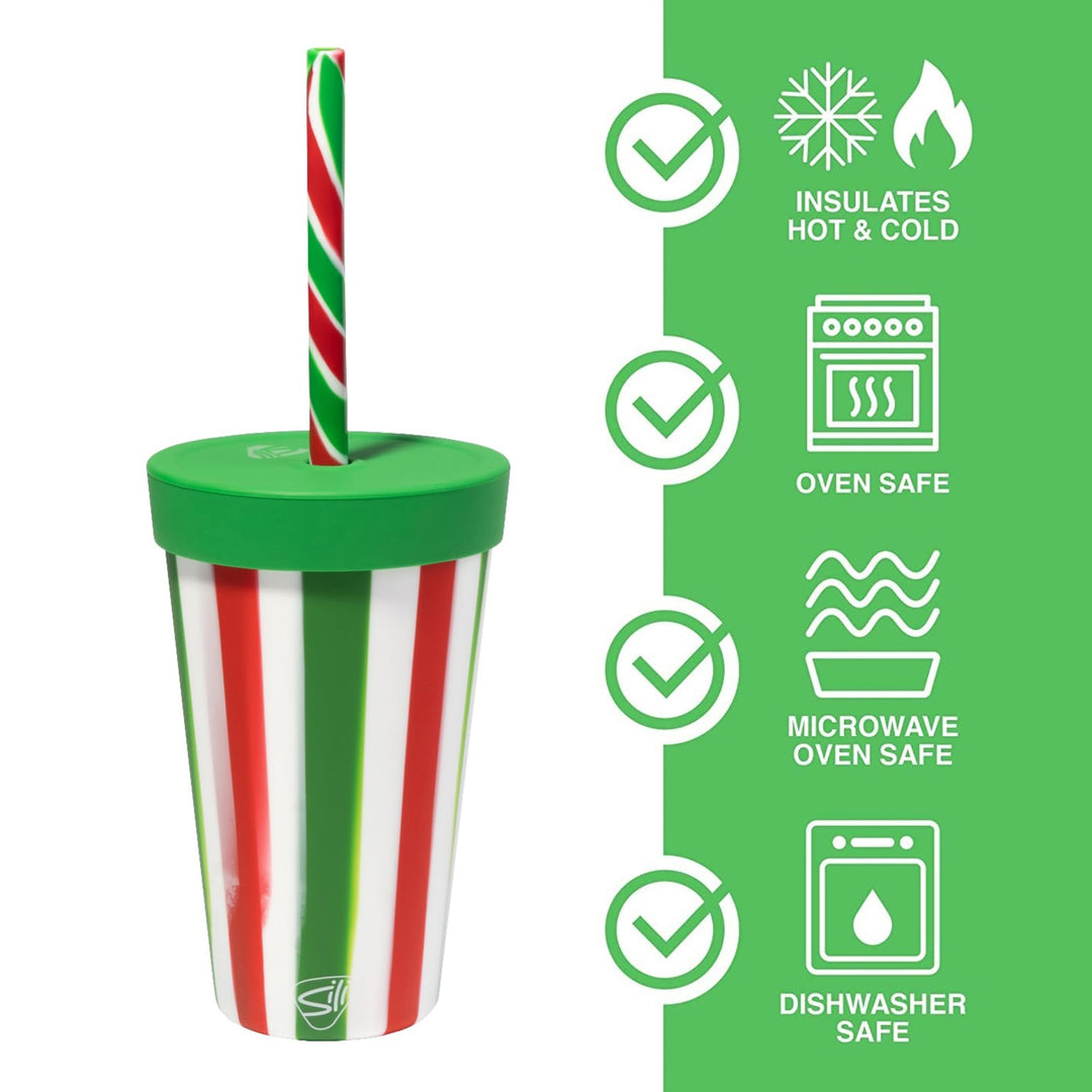 Silipint: Silicone Kids 8oz Straw Tumblers: 4 Pack - (2) Peppermint