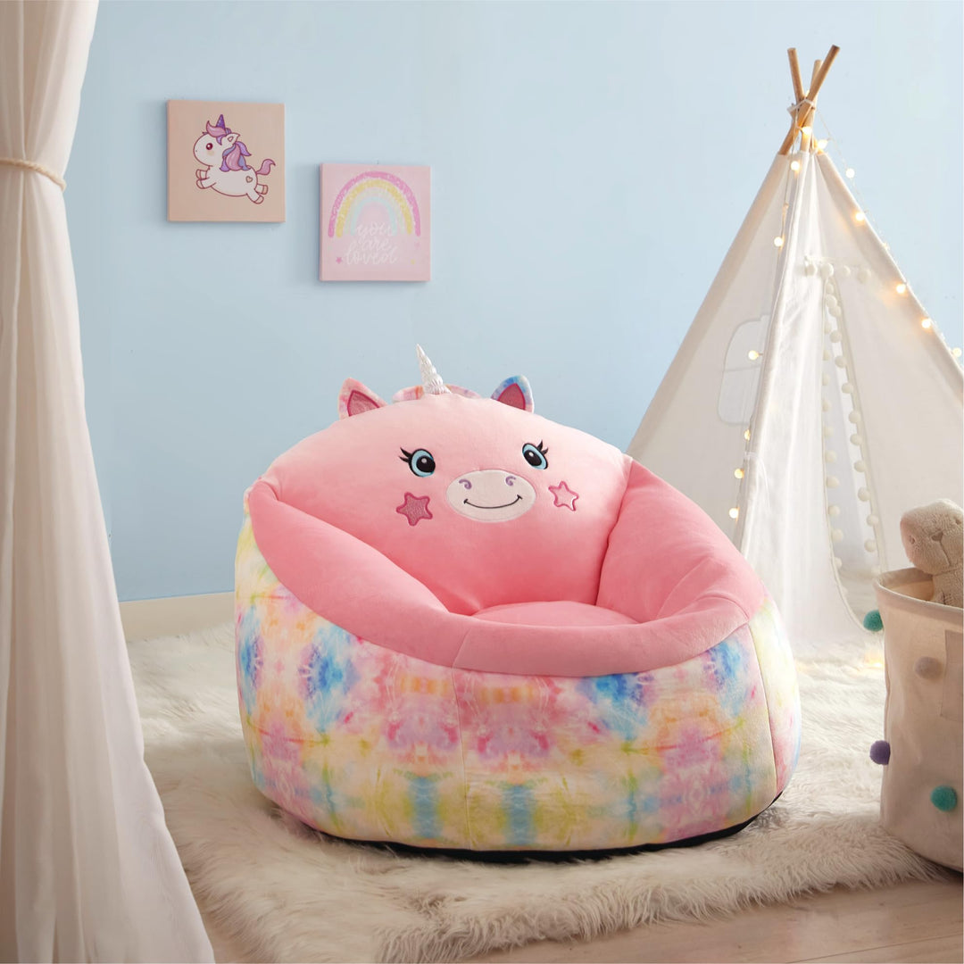 Heritage Kids Micromink Squishy Bean Bag Chair for Kids Ages 3+