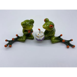 Frog Birthday Wishes Pair Multi Color Resin Glossy